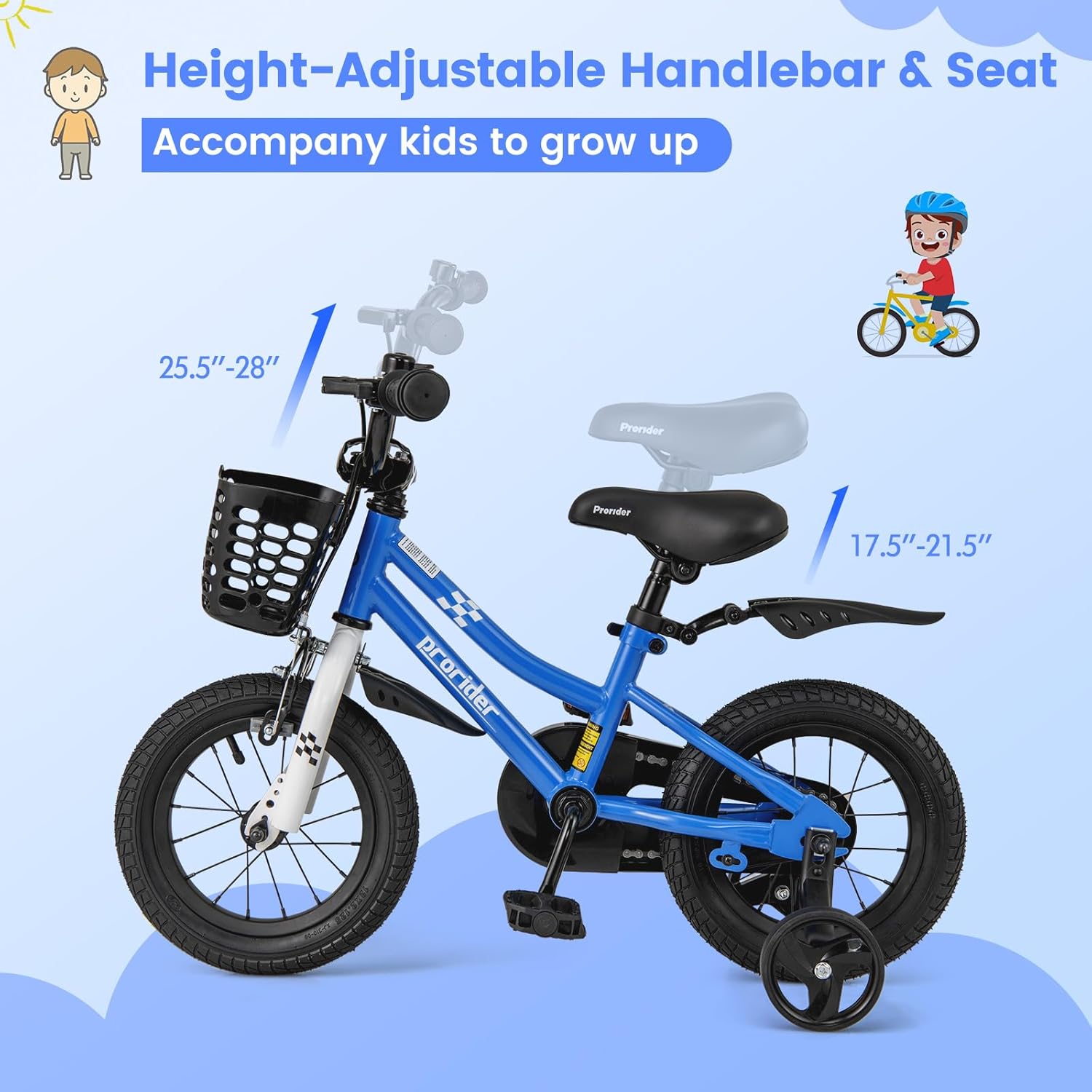 BABY JOY Kids Bike, 12 14 16 18 Inch Boys Girls Bike for 3-8 Years w/Training Wheels, 20 Inch Children Bicycle for 8+ Teens w/Kickstand, Handbrake, Coaster Brake & Removable Basket, Sporty Bicycle