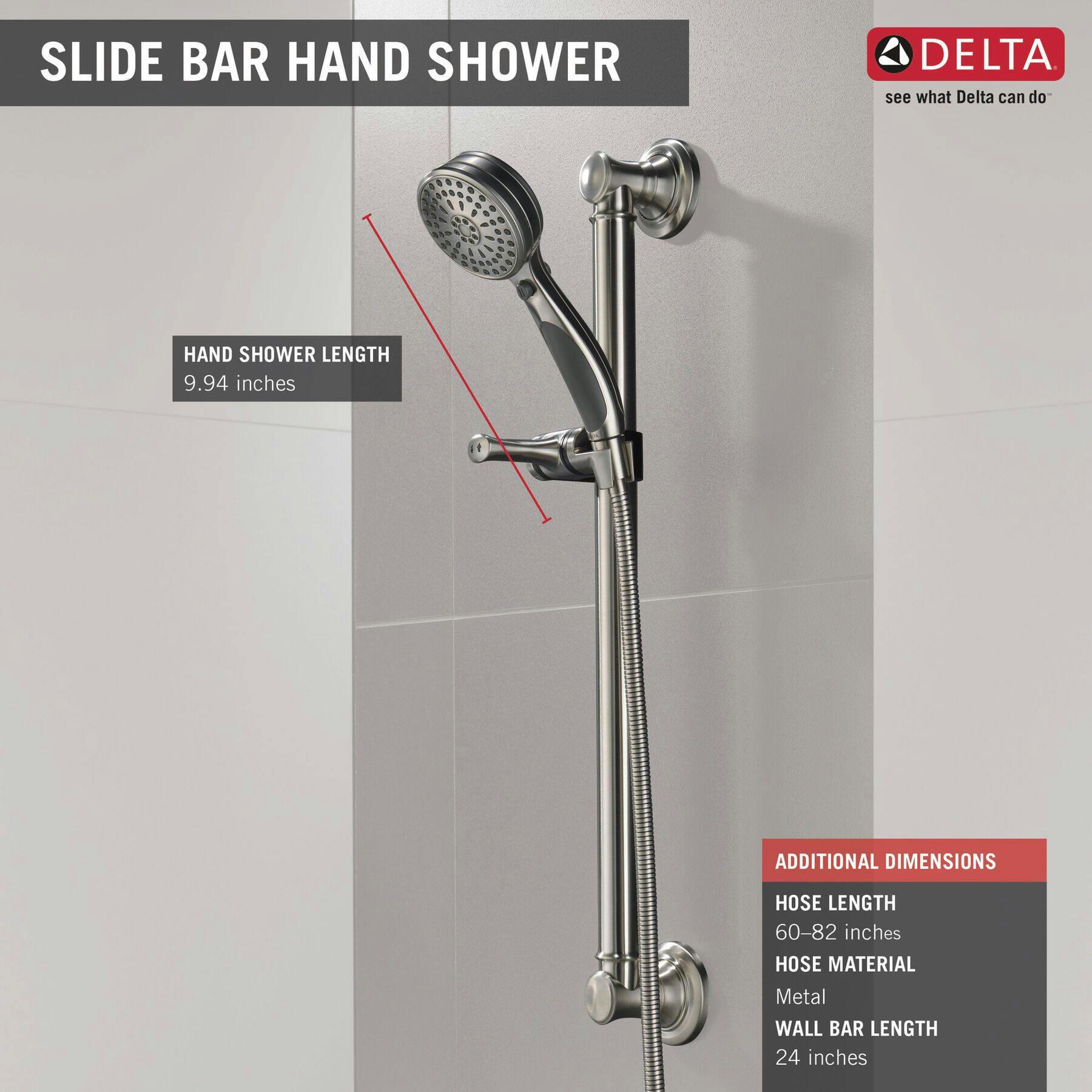 Delta ActivTouch 9-Set Hand Shower with Slide Bar, Stainless Steel