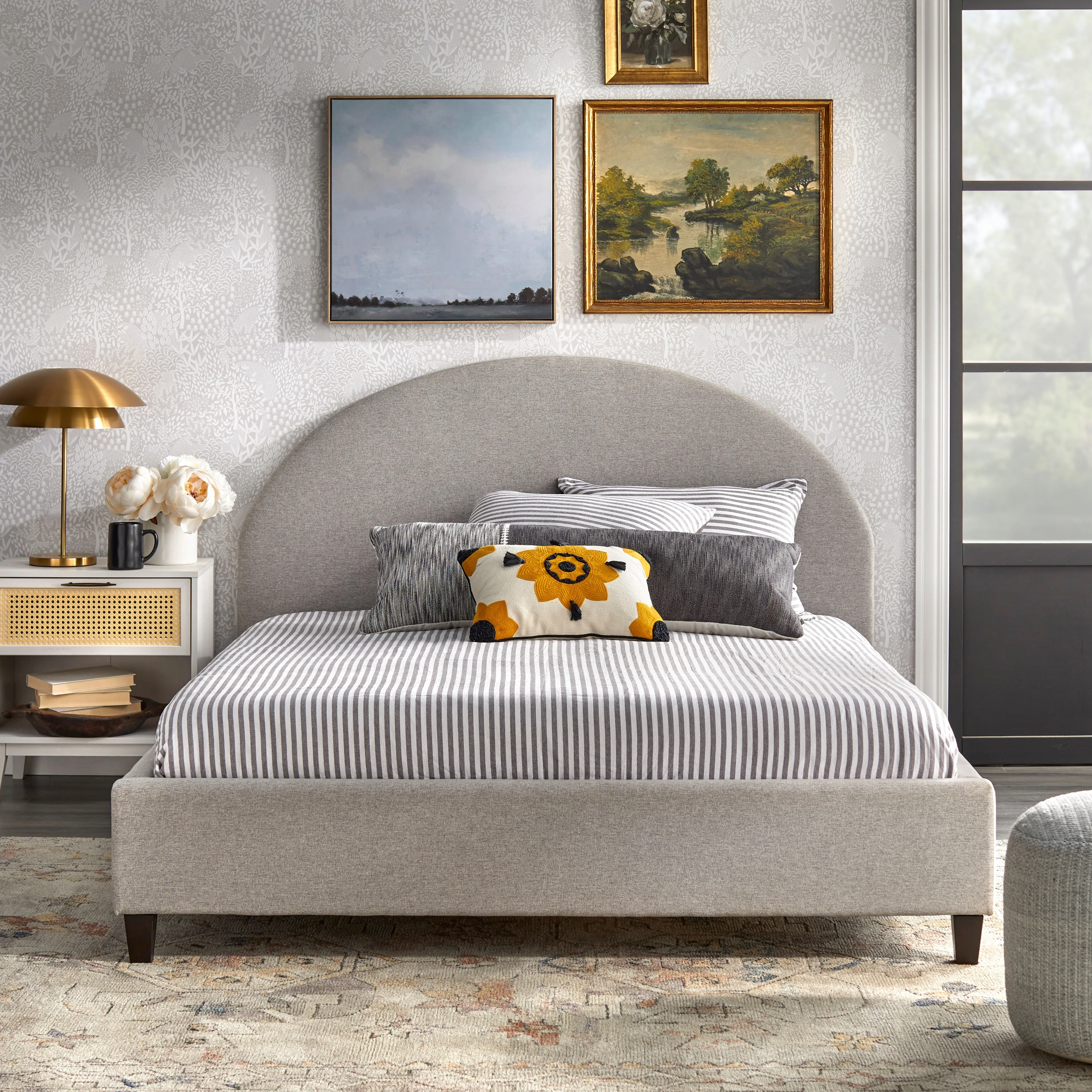 angelo:HOME Ava Mid-Century Upholstered Queen Platfom Bed