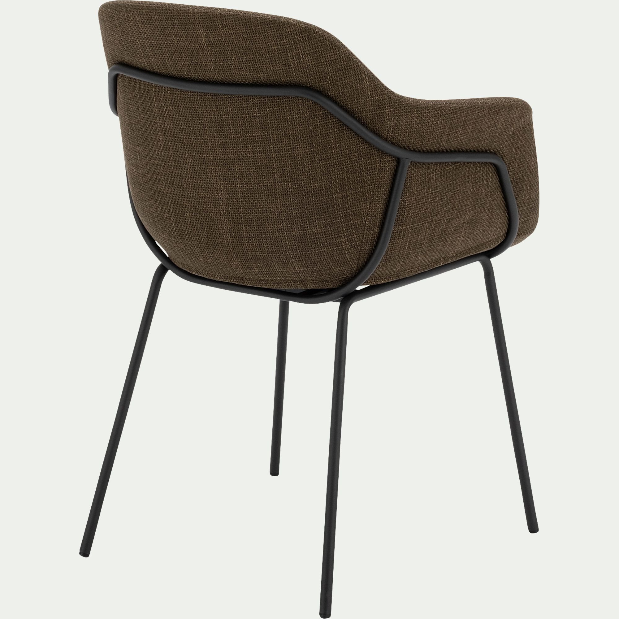 CHLOE - Chaise de repas avec accoudoirs en tissu - vert cèdre