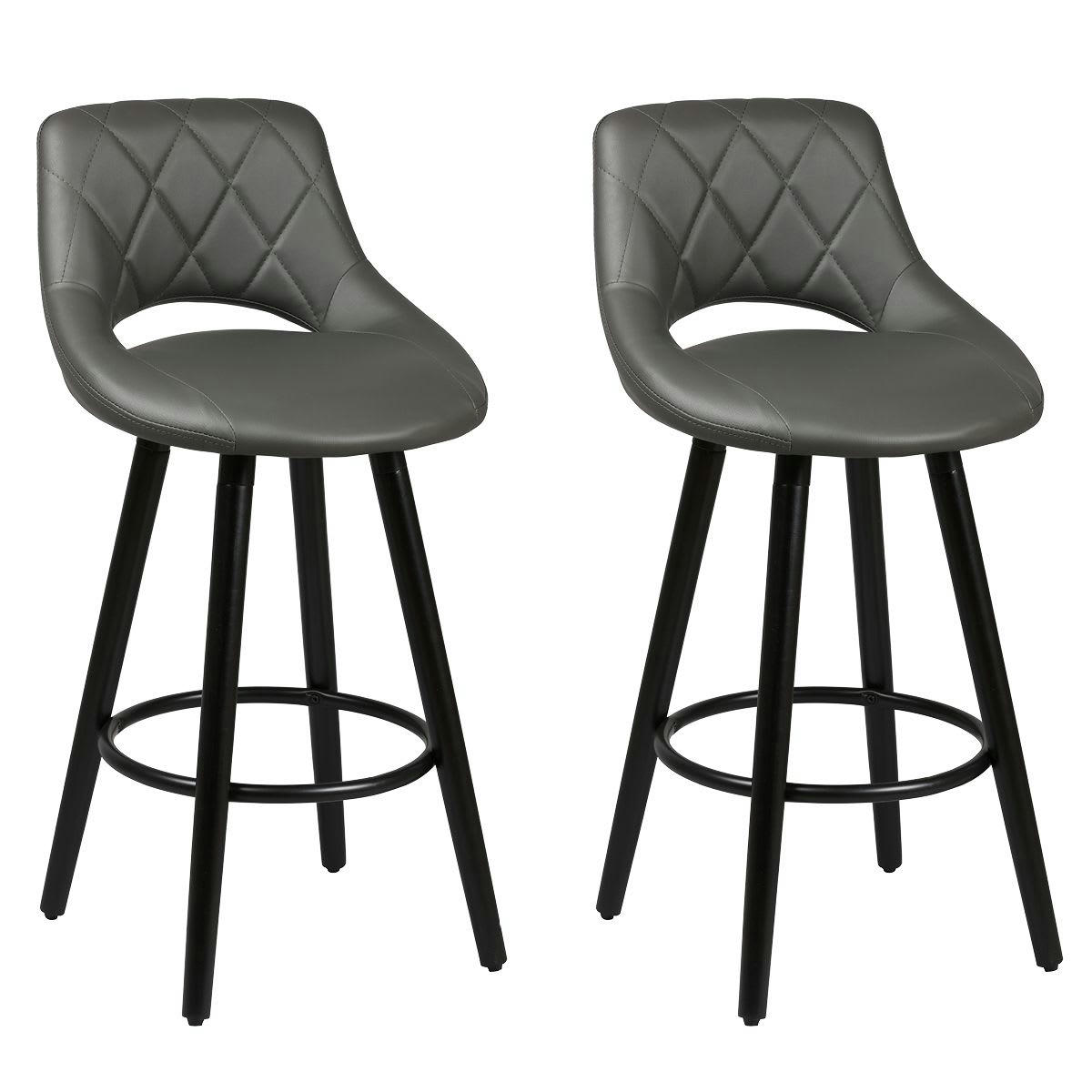 NIELS - Lot  de 2 tabourets gris