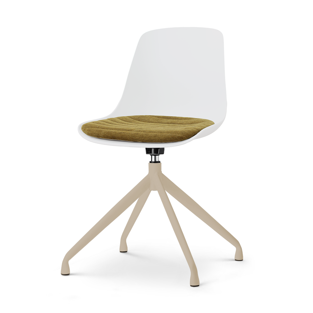 Nolon Nola-Liv eetkamerstoel wit met mosgroen zitkussen - beige