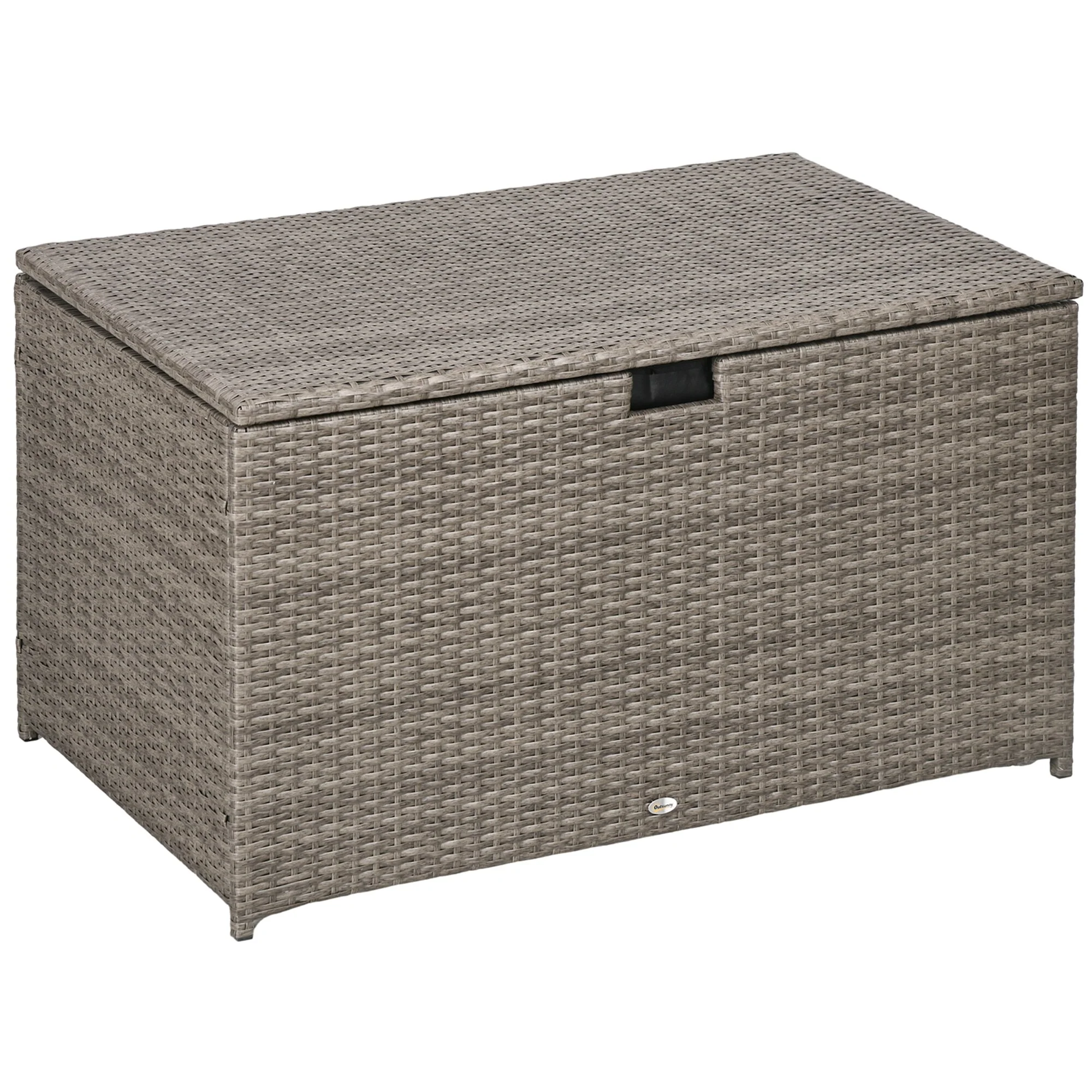 Rustic Hand Woven Wicker Storage Trunk with Waterproof Liner and Hydraulic Lid for Outdoor Pool and Garden