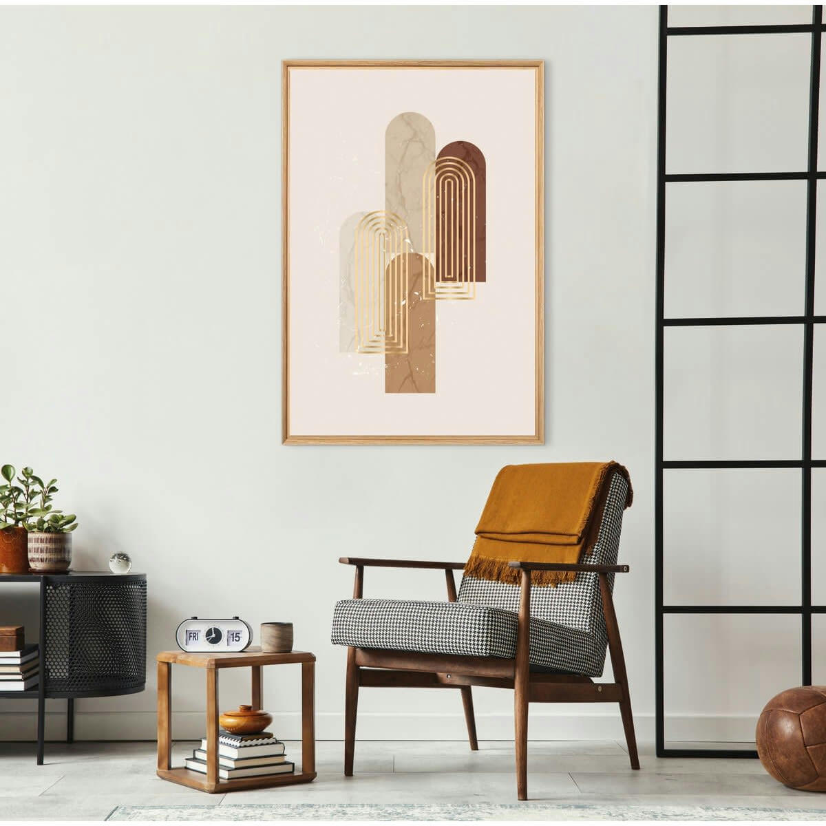 ABSTRAIT - Tableau mural encadré filet or 65x97 cm