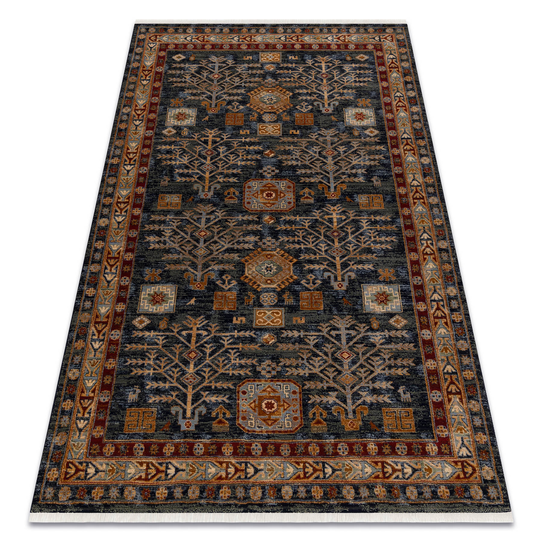 Dywan wełniany KESHAN Frędzle, Ramka orientalny 6174/53511 80x145 cm