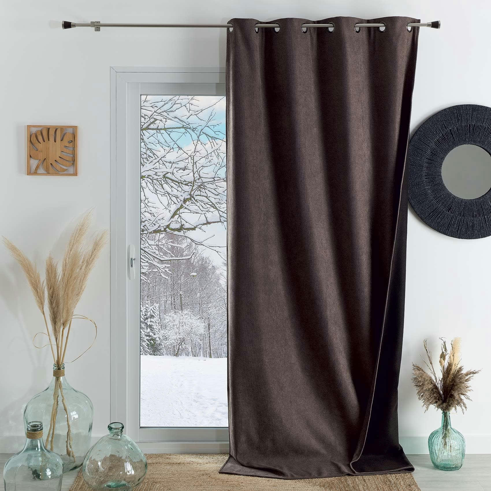 - Rideau semi occultant phonique thermique konfor taupe