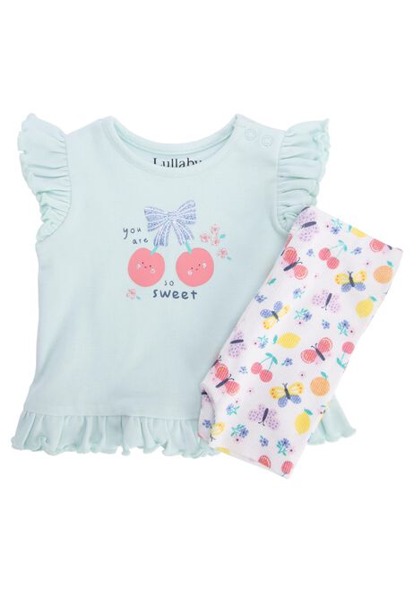 Baby Girls Mint Fruit T-Shirt & Cycle Shorts Set