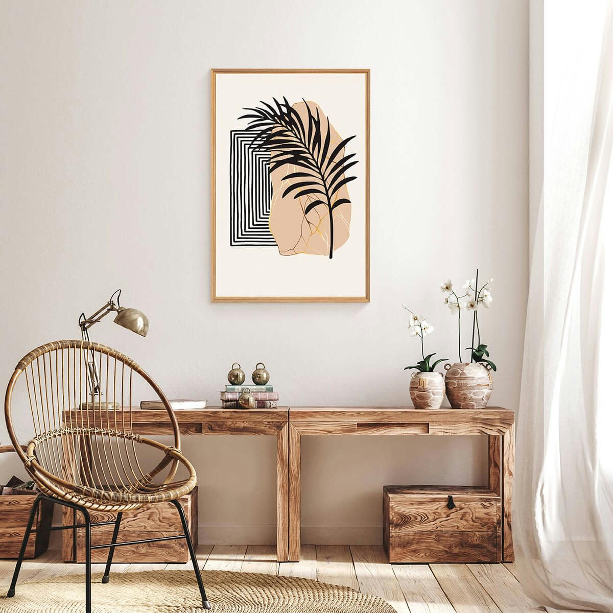 NATURE ÉVASION - Tableau mural encadré feuille 65x97 cm