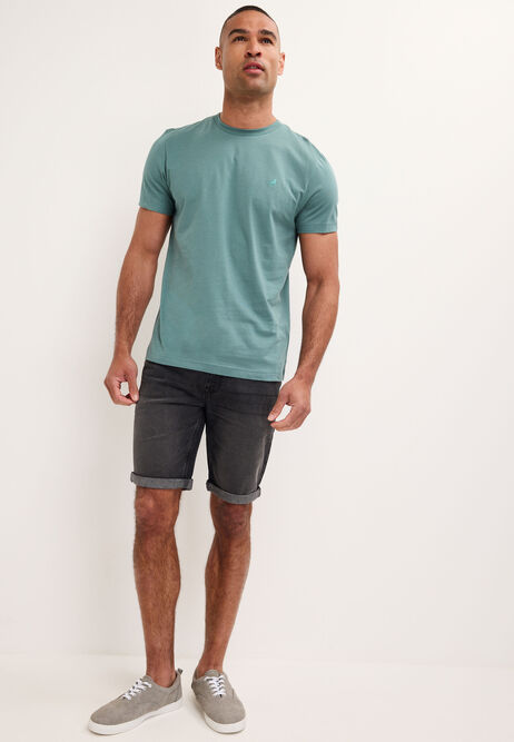 Mens Teal Crew Neck Cotton T-Shirt
