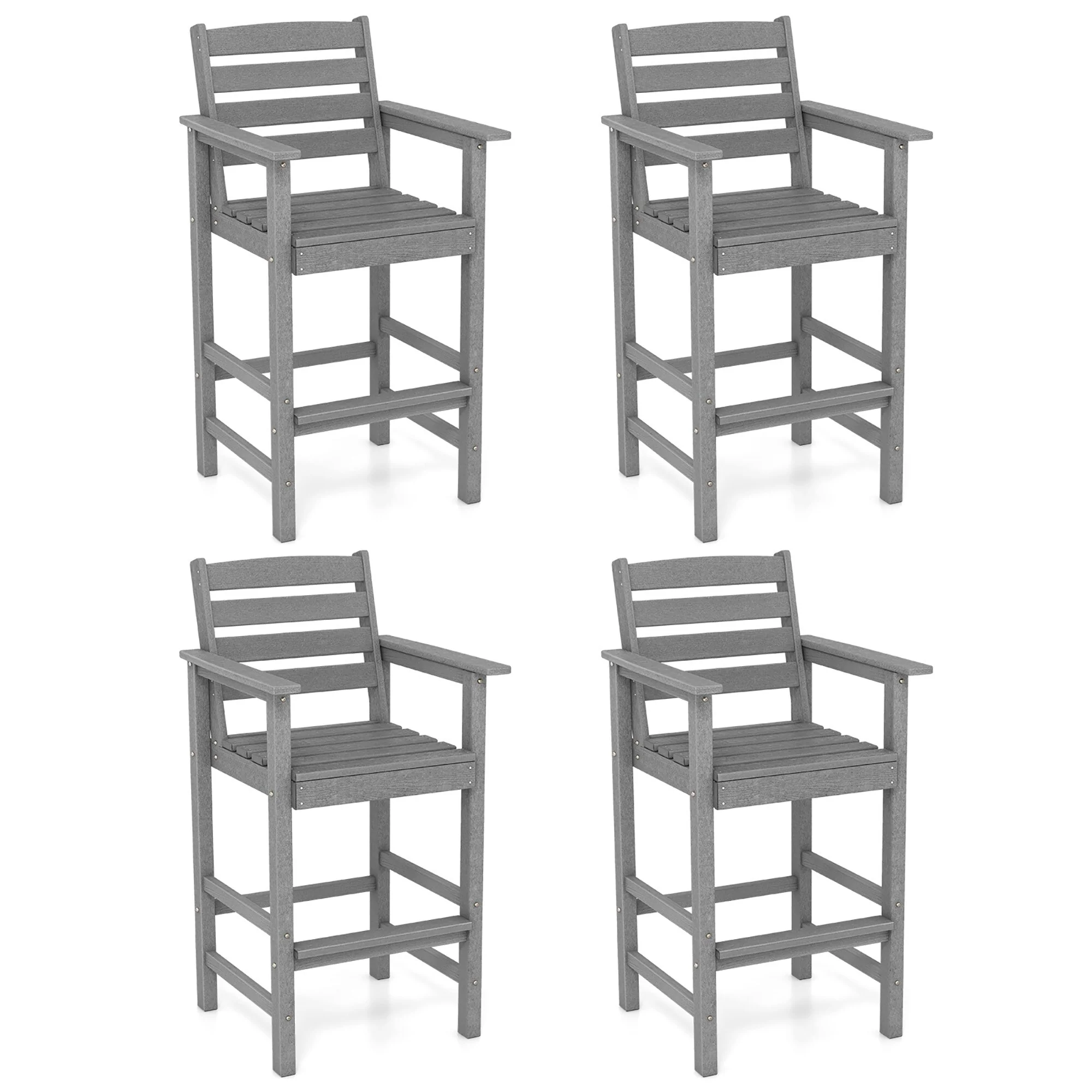 Gymax Patio Bar Stools Set of 4 Tall Adirondack Chair w/ Backrest