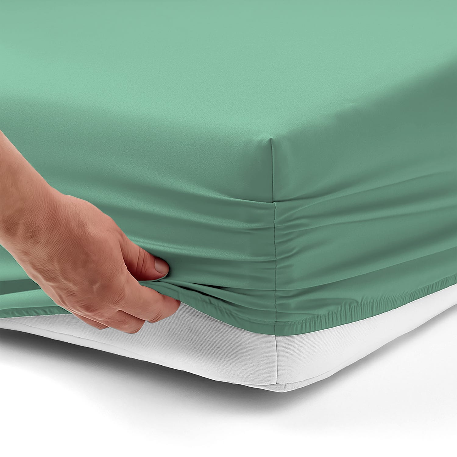 Lenzuolo con angoli Basik verde in cotone