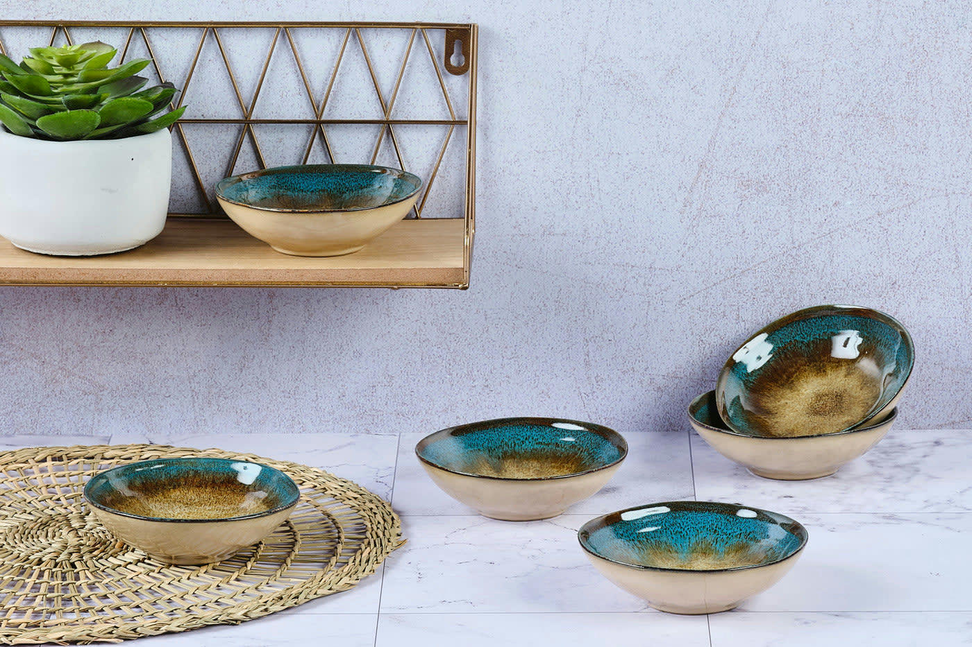 REACTIV - Lot de 6 petits bols en grès marron D11.5