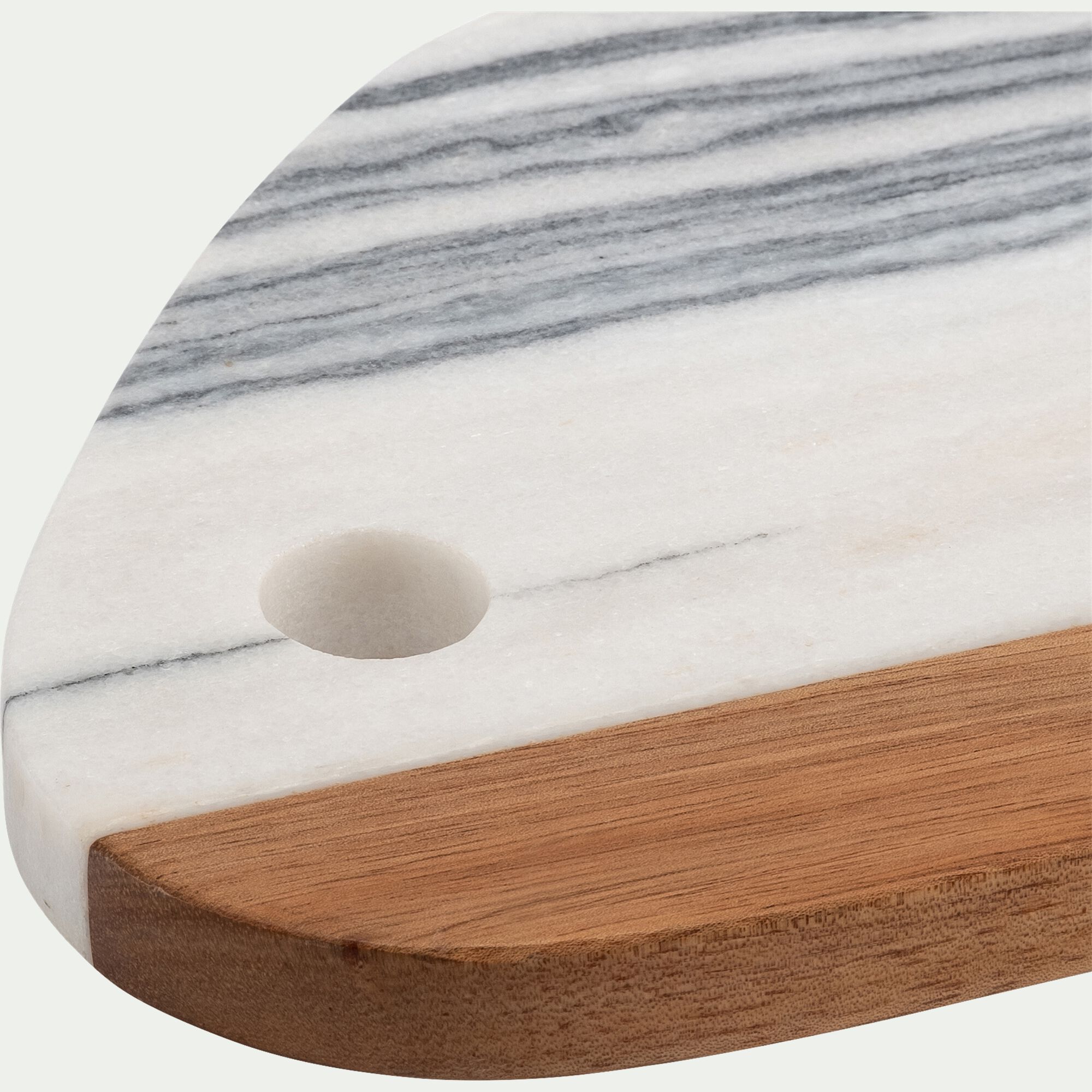 MARACA - Planche à découper en marbre et acacia - blanc