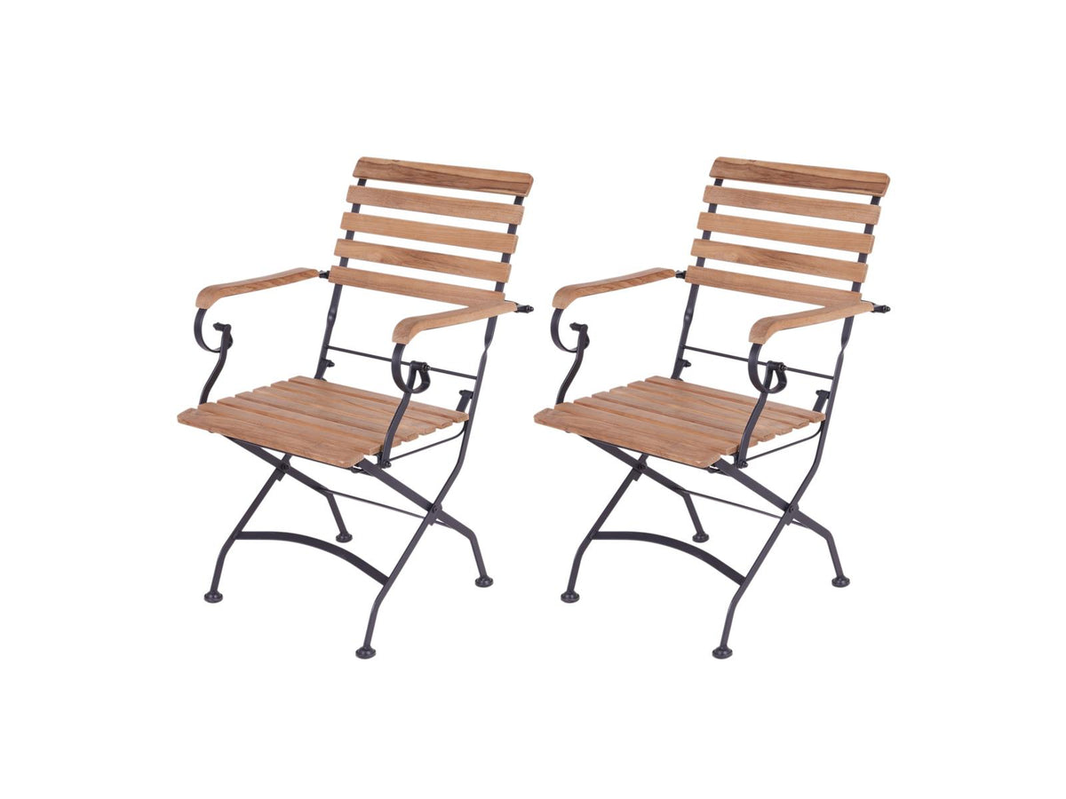MaximaVida inklapbare tuinstoel Toscana met armleuning zwart 2 stuks - 100% FSC excellent acacia