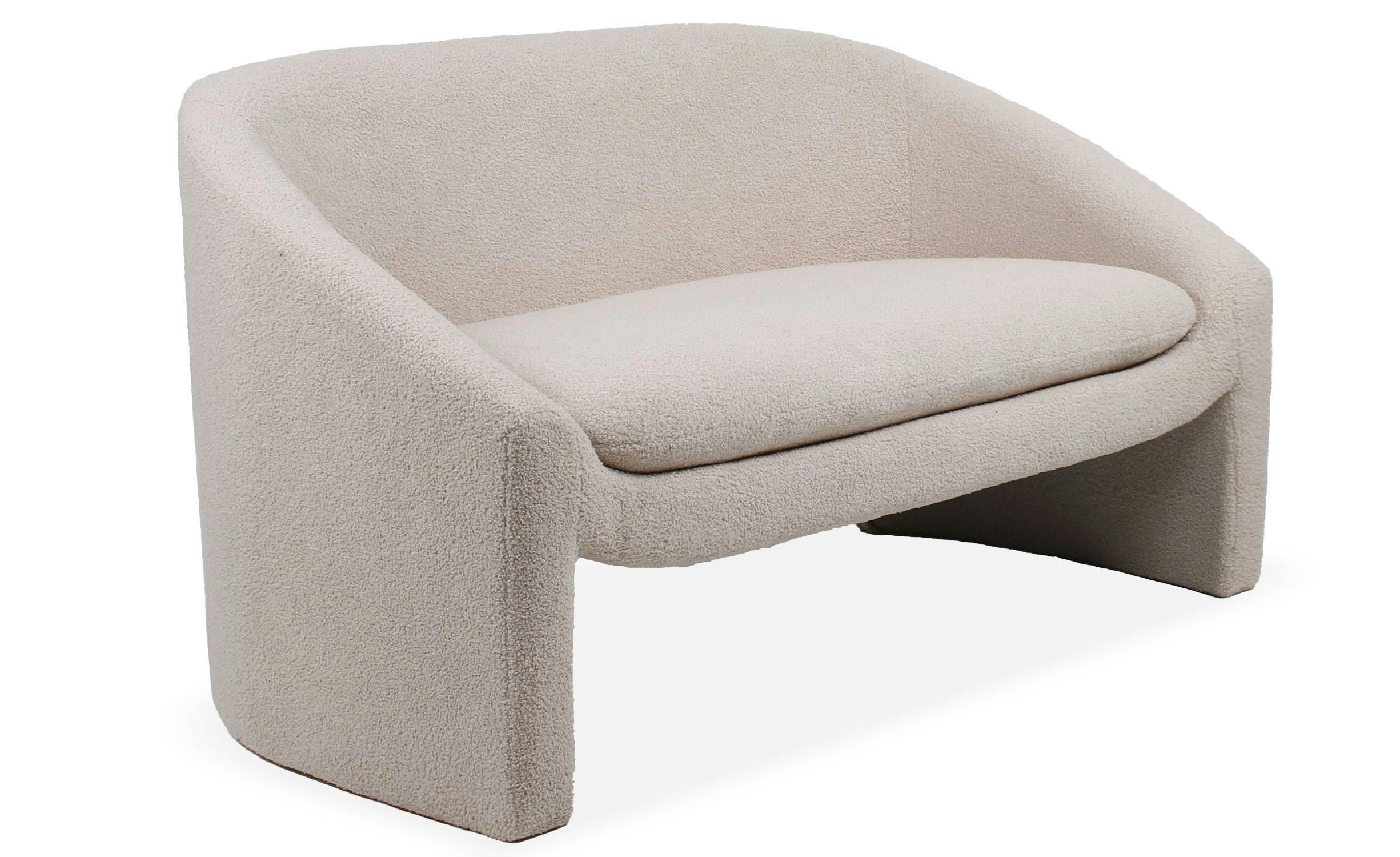 INDIANA - Canapé arrondi 2 places tissu bouclette beige