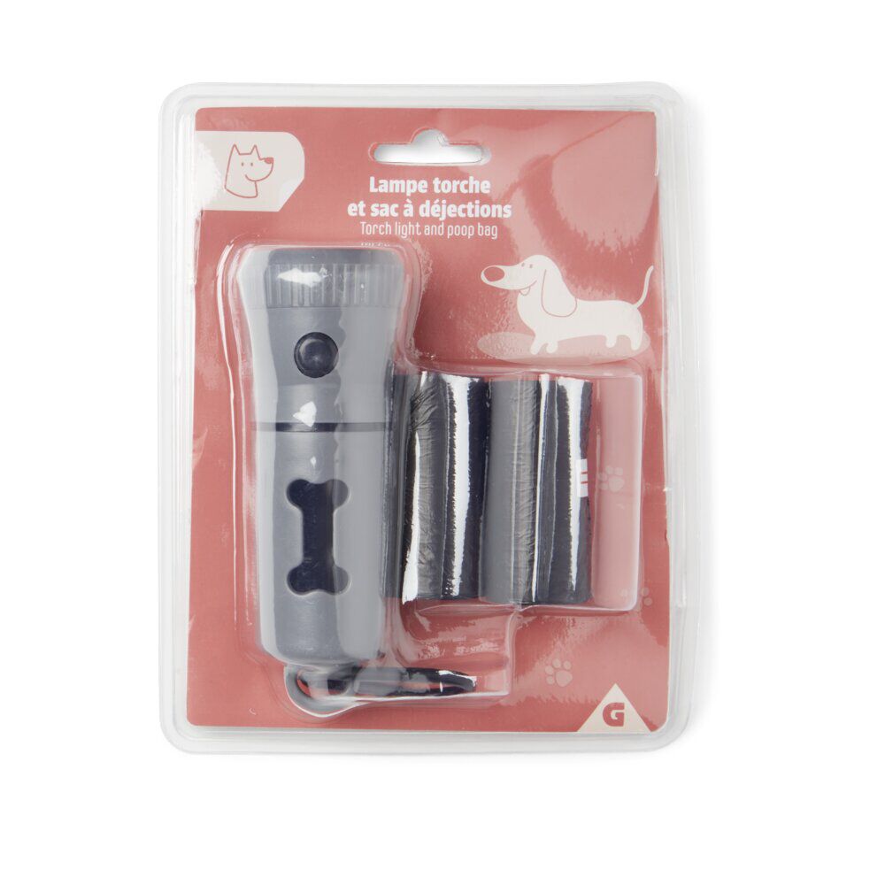 Lampe torche et distributeur sacs à déjections