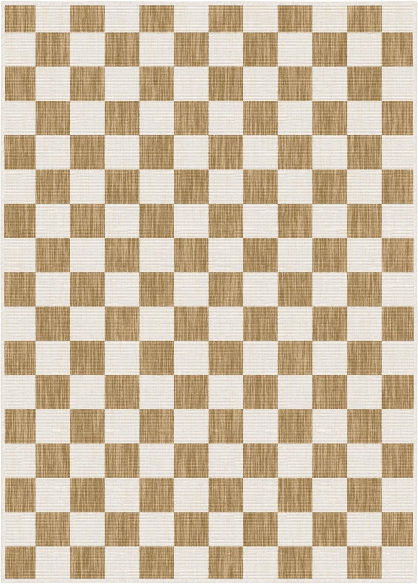 Buitenkleed Level blokken - checkerboard jute - Interieur05 - 240 x 340 cm