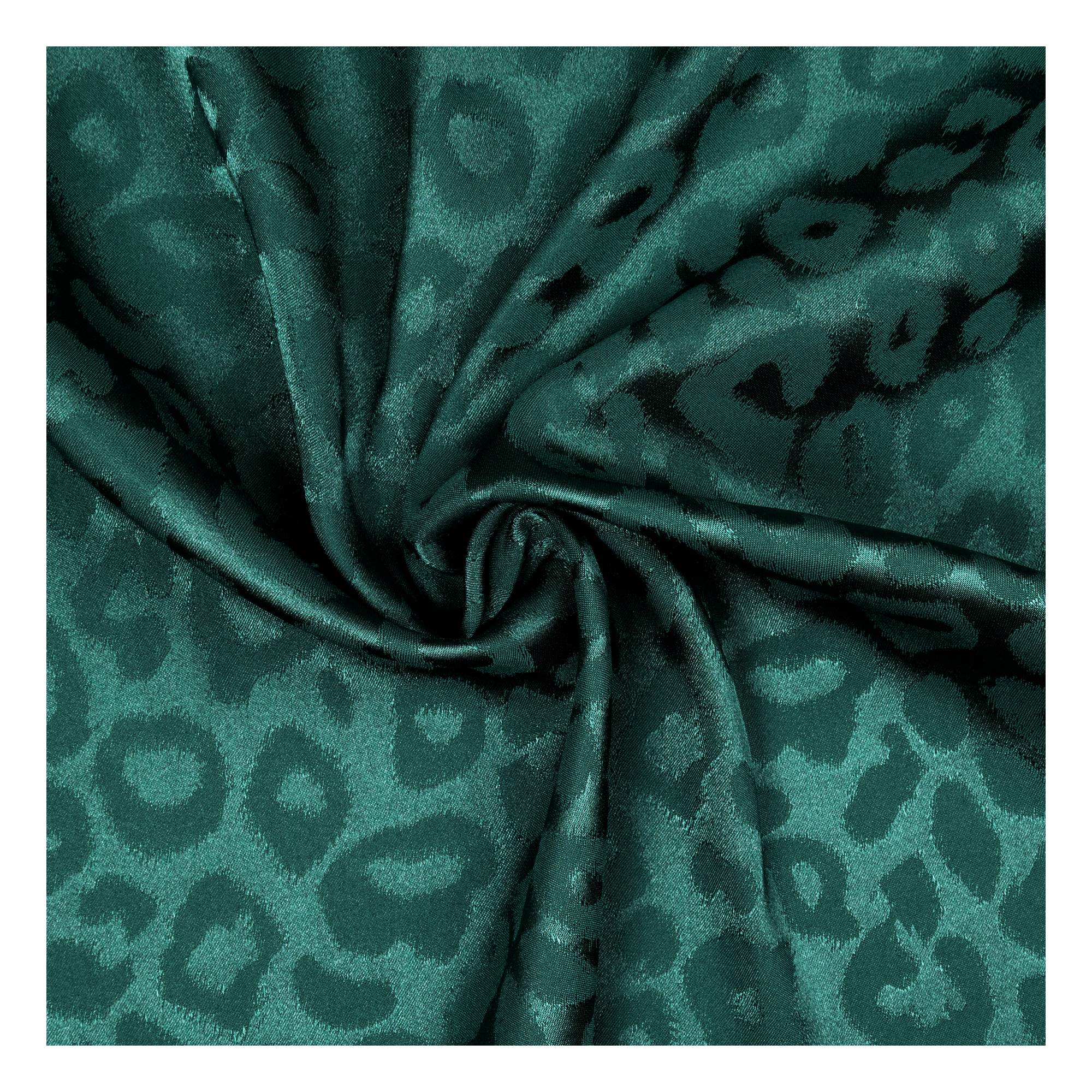 Bottle Green Animal Print Satin Fabric by the Metre