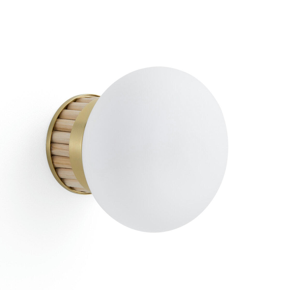 Applique laiton, bambou et verre opaline, Dolce