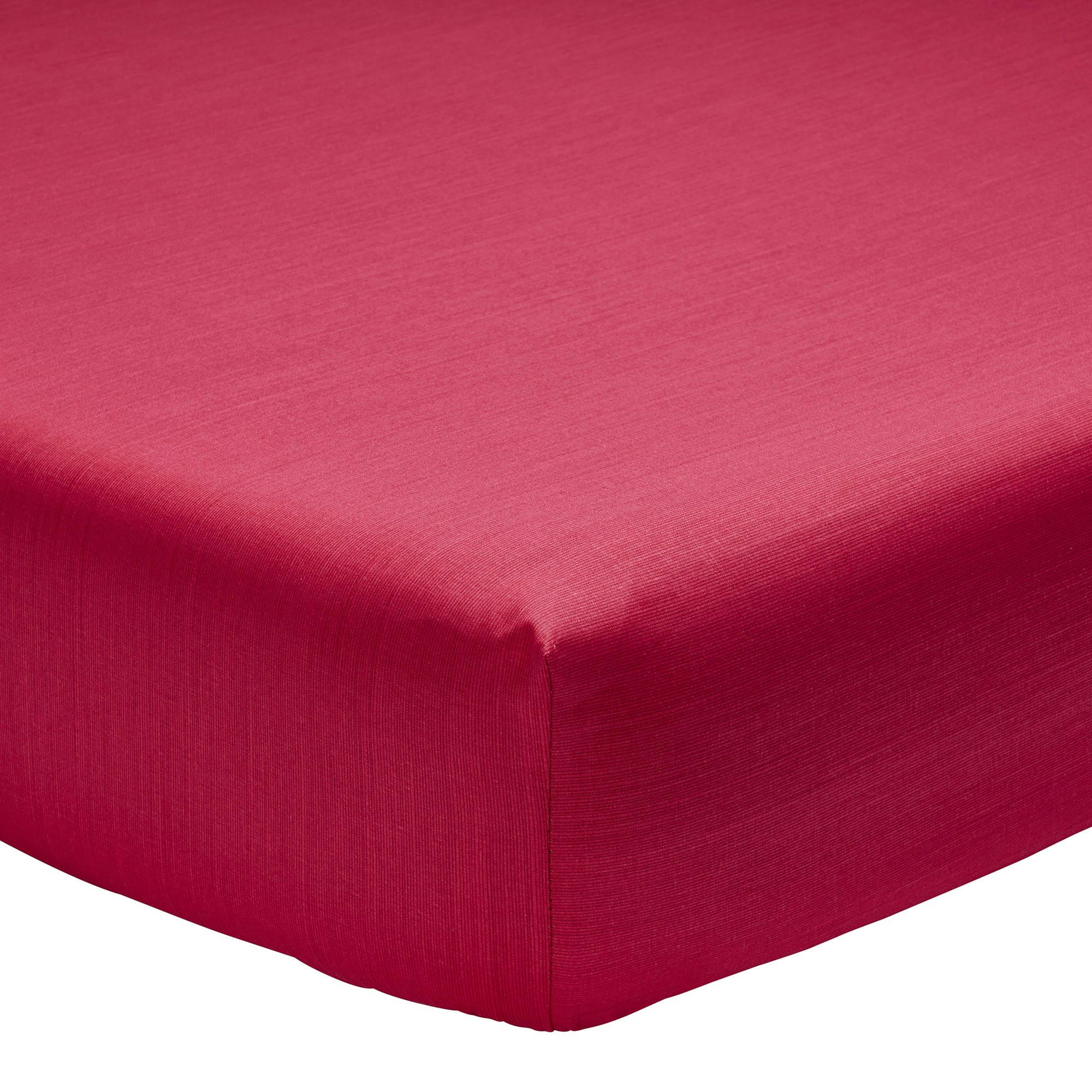 ÉCORCE - Drap housse fines rayures en bambou rouge 160 x 200