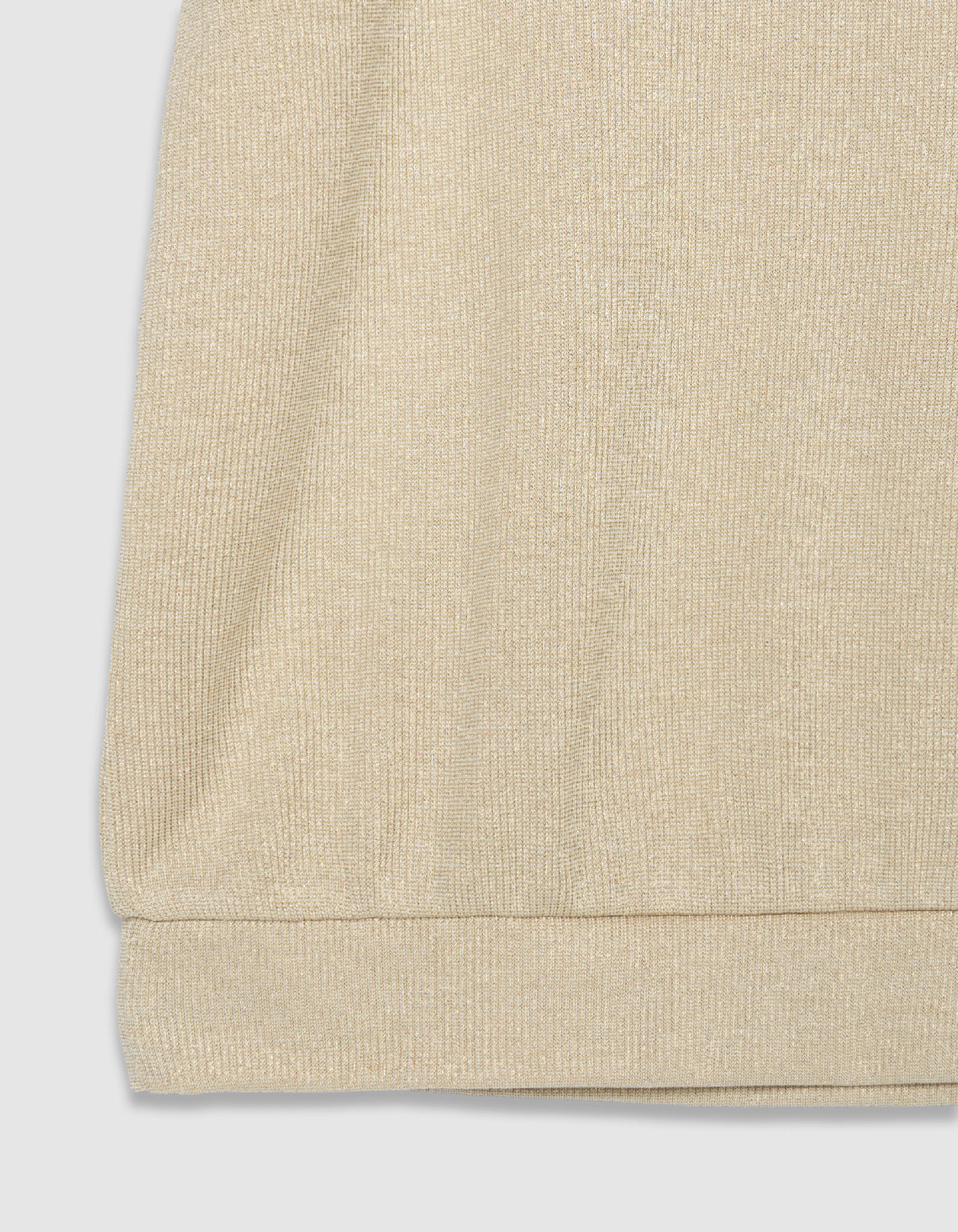 Tee-shirt col rond vert pailleté manches froncées Femme