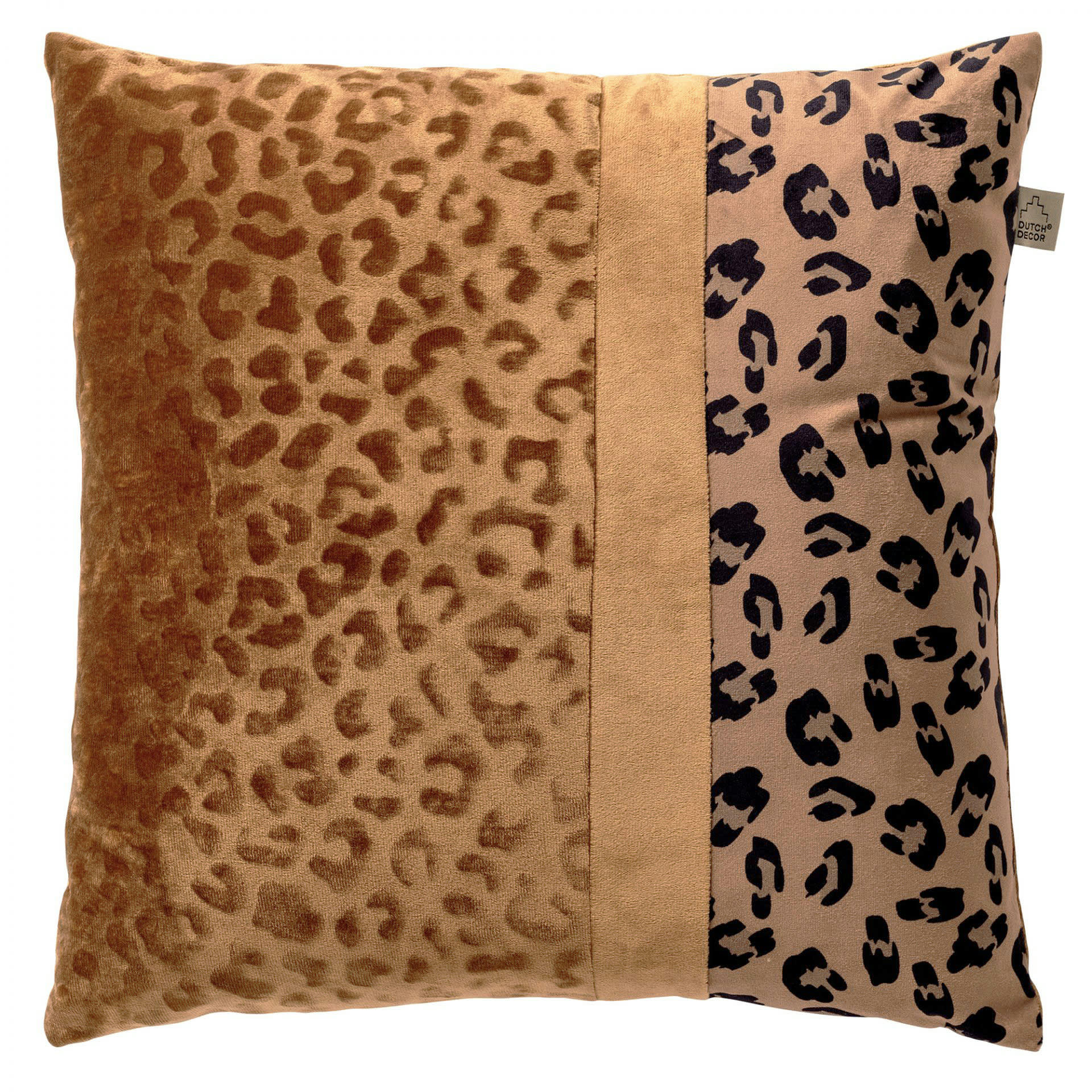 BAILEY - Coussin - marron en velours 45x45 cm avec imprimé animalier