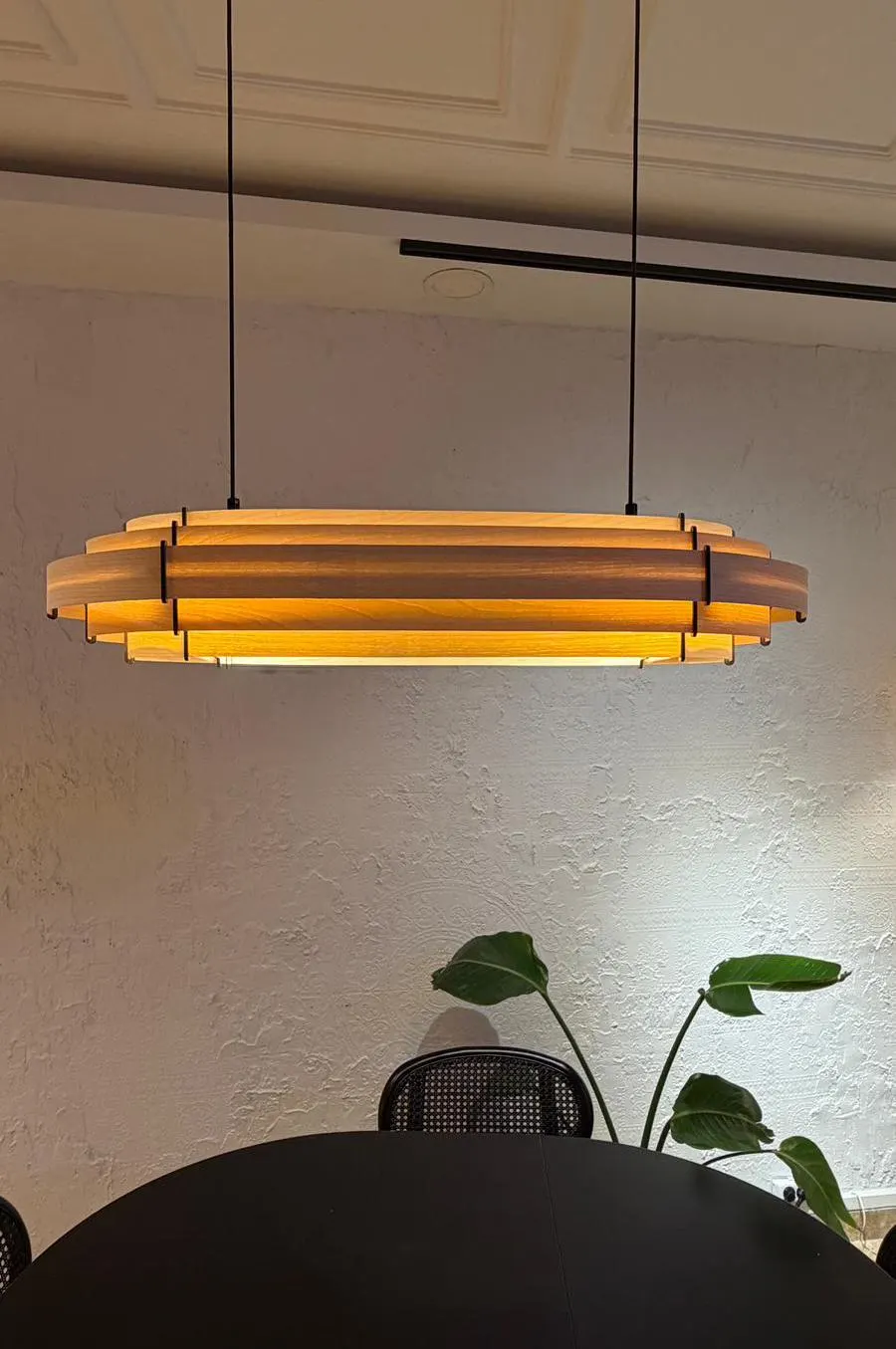 Mid Century Modern Wooden Pendant Light | Handmade Walnut Chandelier | Dining Table Lighting | Japandi Ceiling Lamp | Minimal Wood Light
