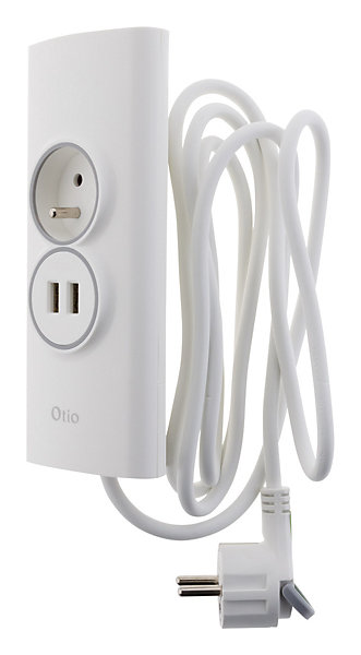 Multiprise d'angle 2P 16A   2 USB précâblée - Otio