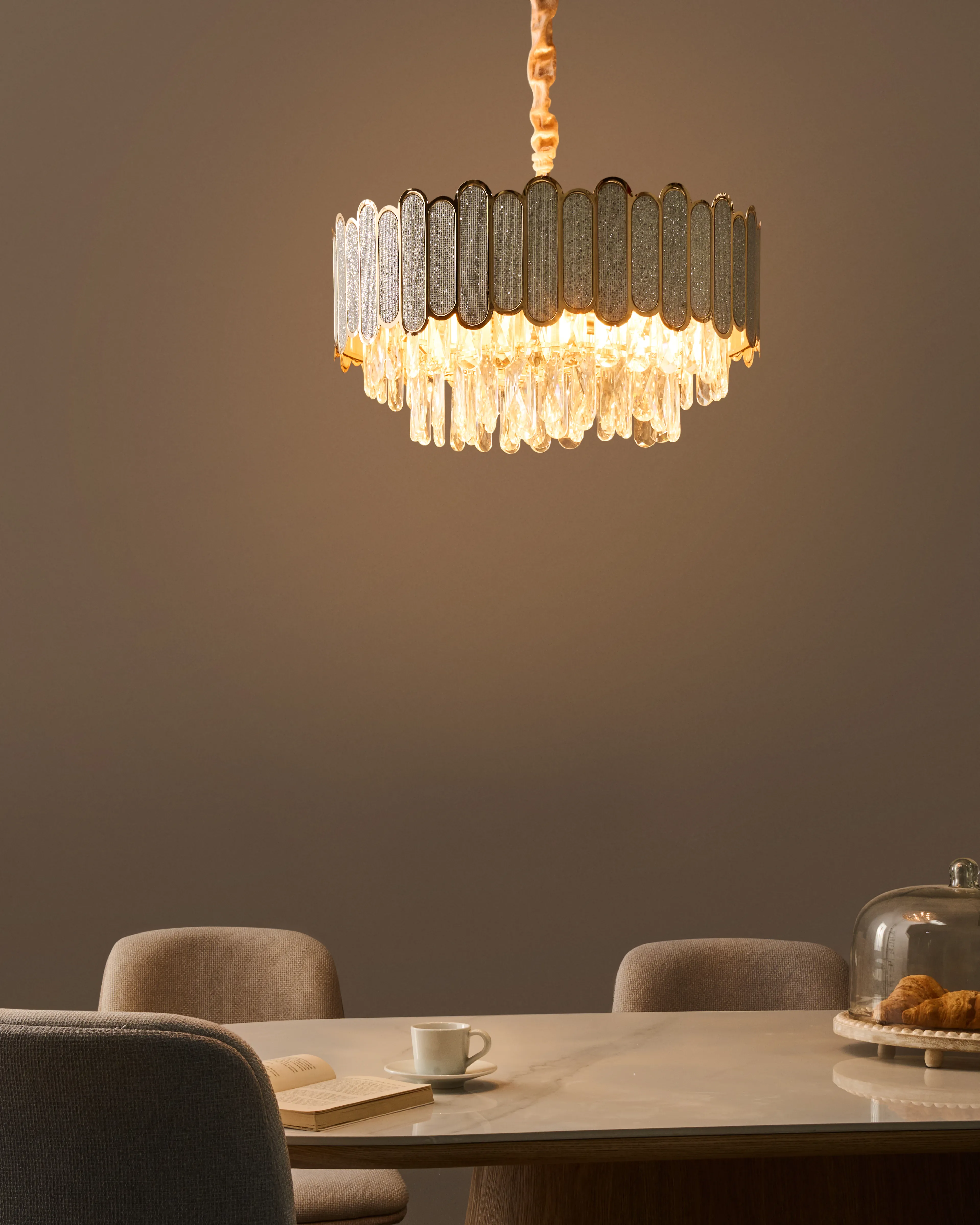 Chandelier AGUARICO Glass Brass