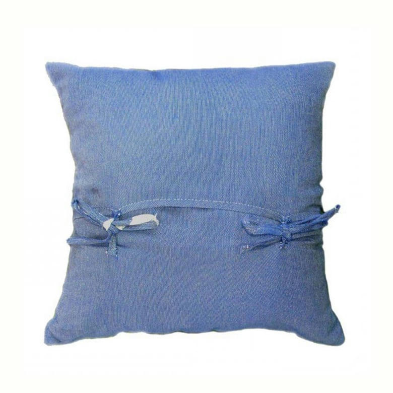 TANGER - Housse de coussin en coton et fil lurex bleu argent 40 x 40
