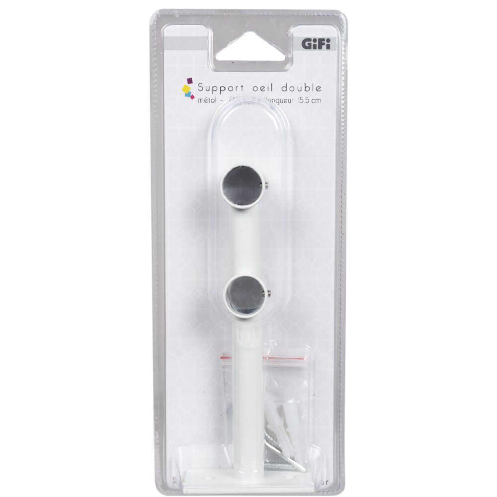 Support double pour tringle blanc métal