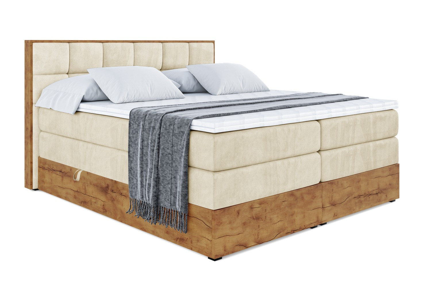 Łóżko kontynentalne z pojemnikiem i materacem H3|H4 LOLLI2 KING 120x200 cm