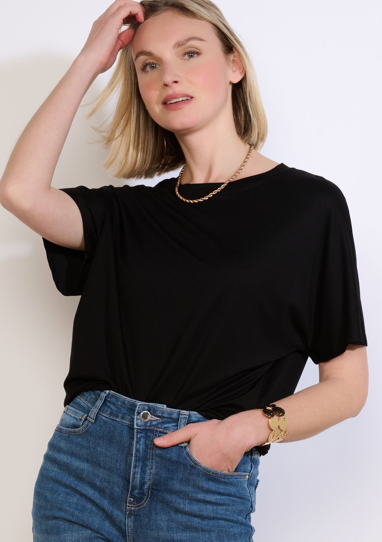 Losvallend T-shirt met korte mouw