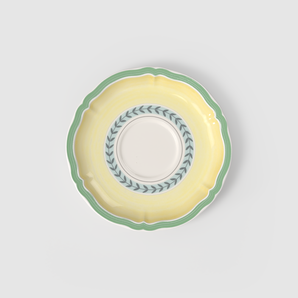French Garden Cappuccino cup saucer - Multi-colored, 6.7'', Premium Porcelain
