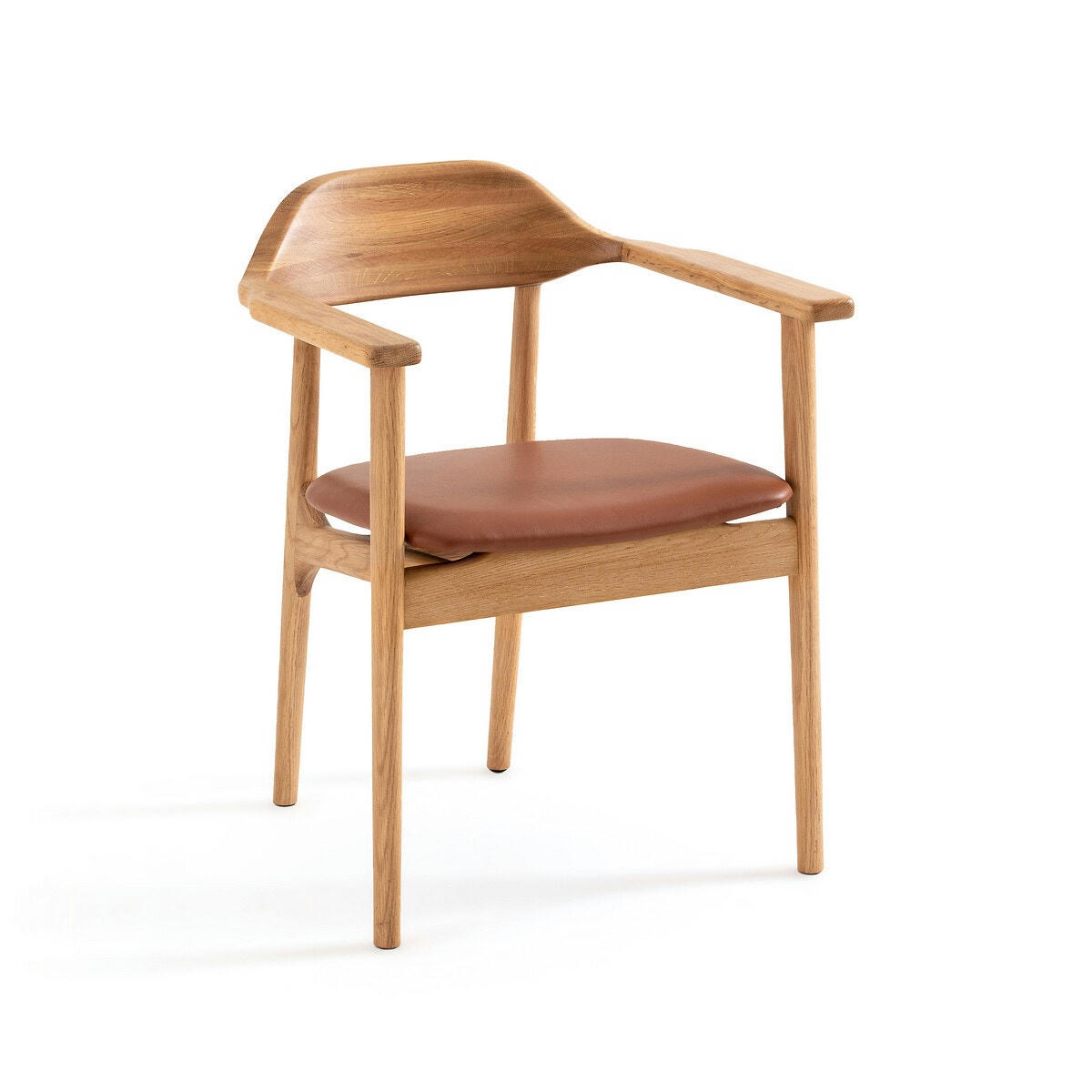 Fauteuil de table chêne/cuir Arié