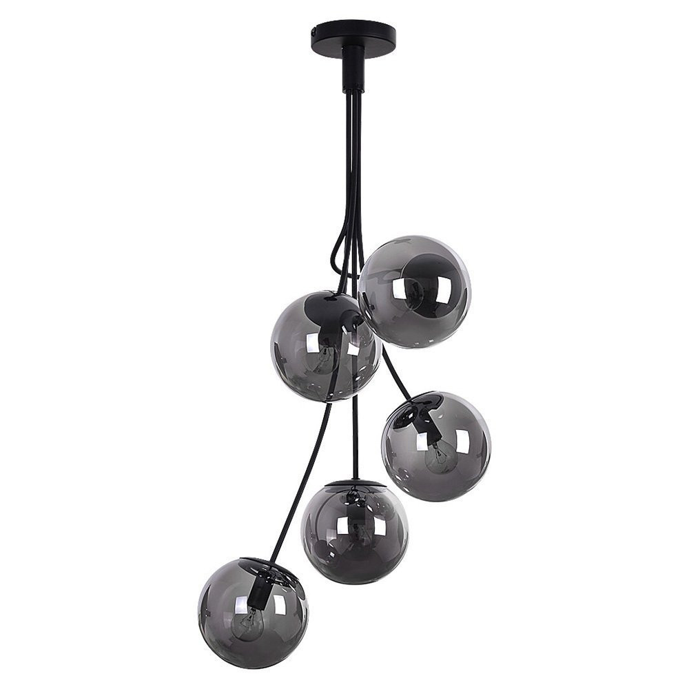 Lampa wisząca czarny matowa-szkło dymne Glory 5xE14x40W Rabalux