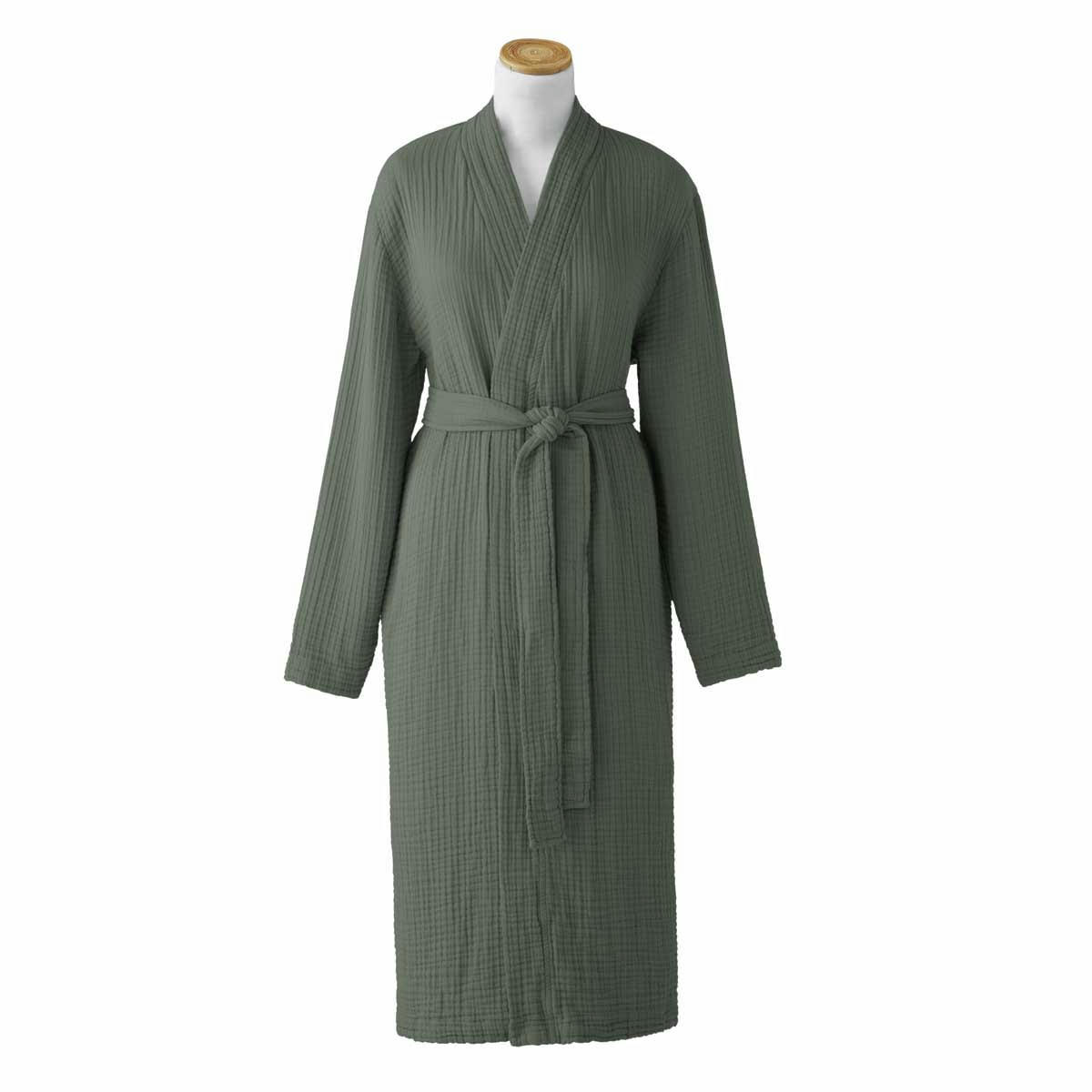 BONHEUR - Peignoir en gaze de coton vert S/M