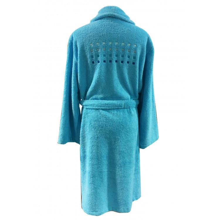 PURE SQUARE - Peignoir unisexe en coton bleu S