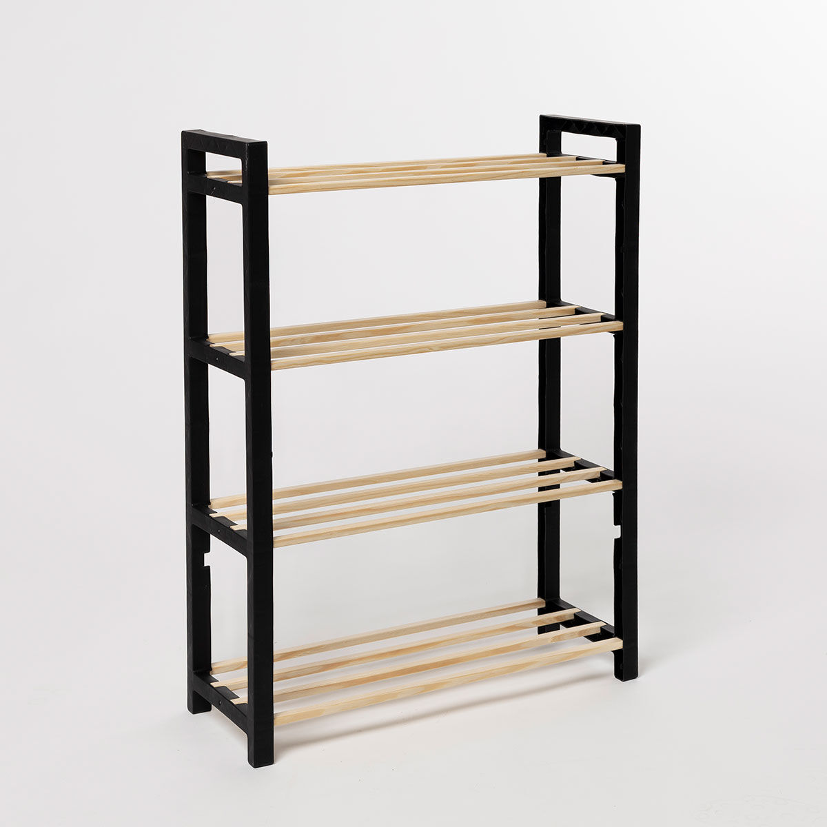 Sapateira com 4 níveis preta em madeira