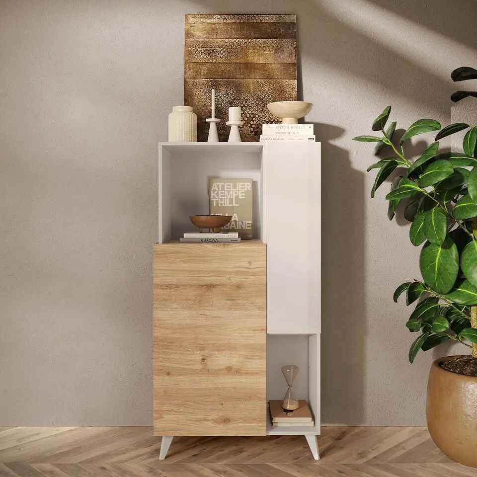 CALICOSY - MALA Buffetkast met 2 deuren - Bruin - 43x80x155 cm