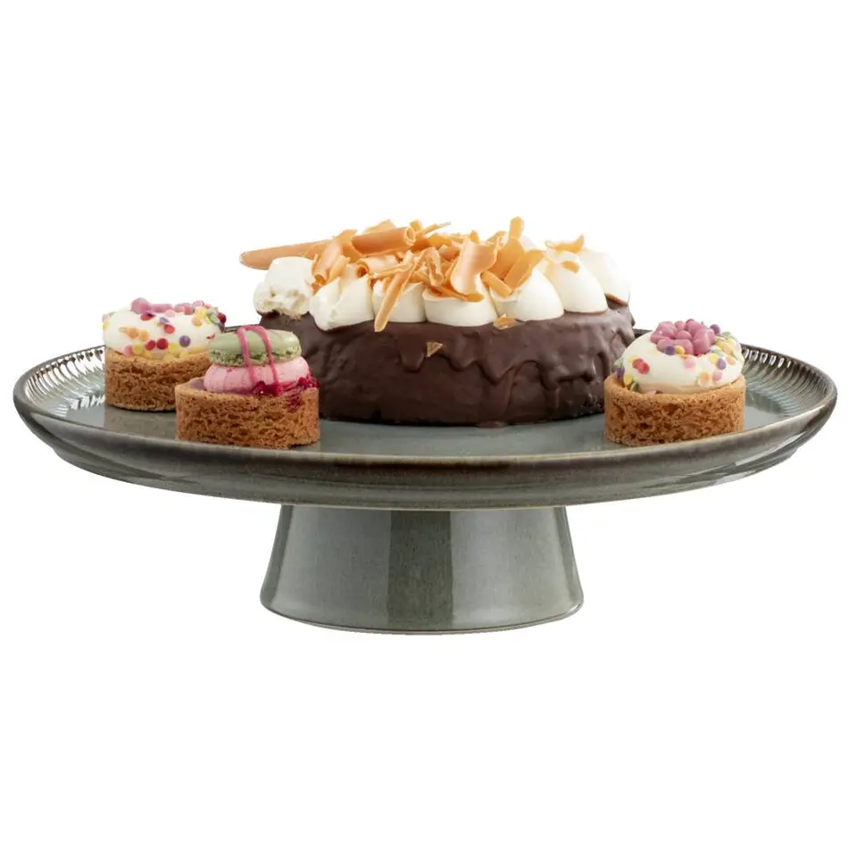 Taartplateau Camille - groen stoneware - &Oslash;31 cm