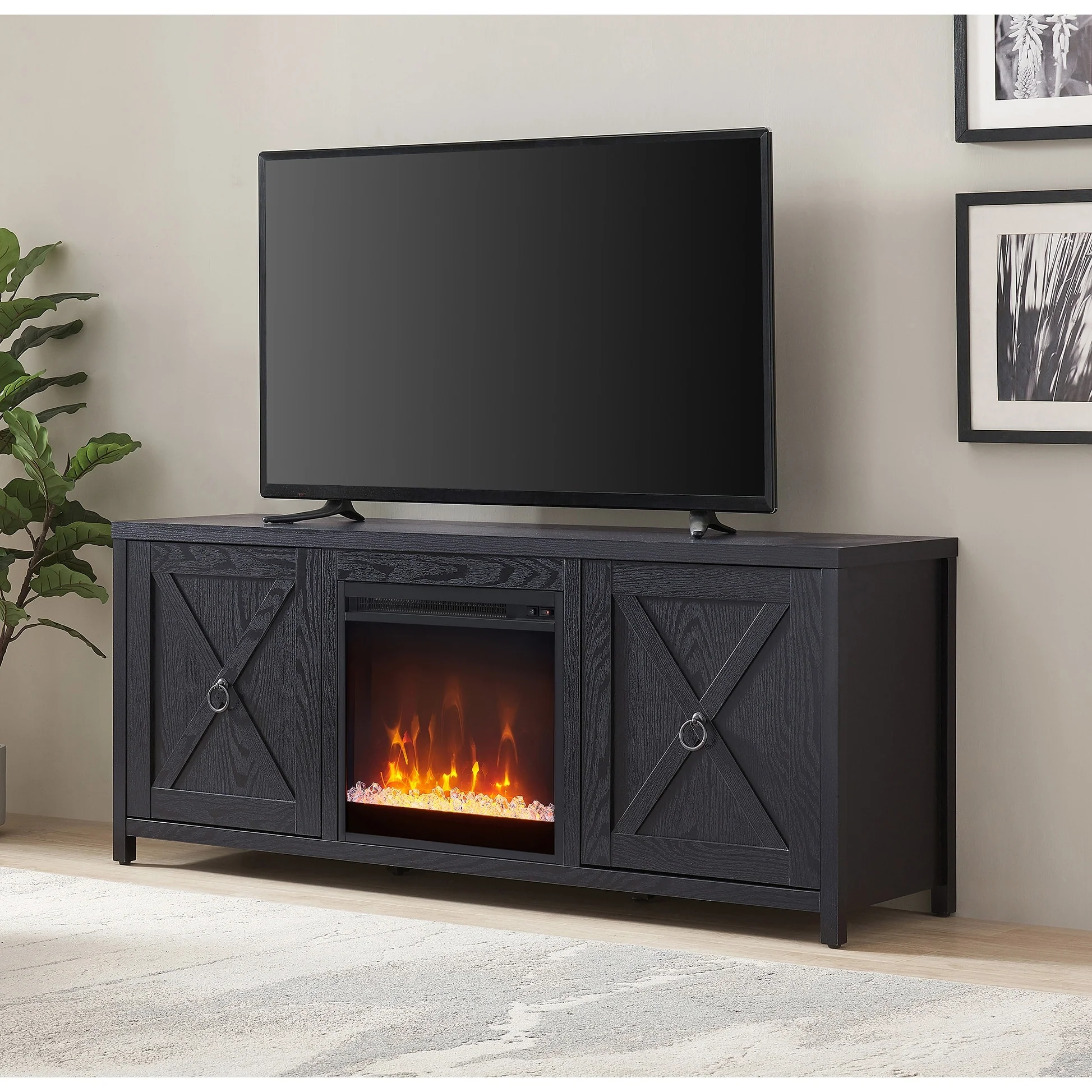Granger 58 TV Stand with Crystal Fireplace Insert