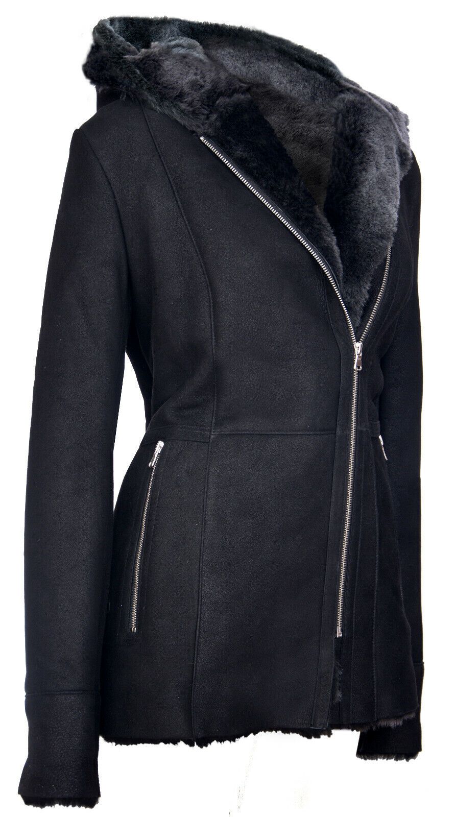 Infinity Leather Hooded Merino Sheepskin Jacket-Mandalay