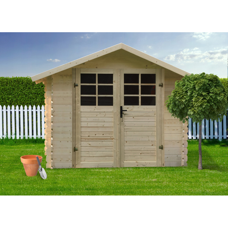 Abri de jardin en bois traité 28 mm 2,98 x 2,98 m SOLID