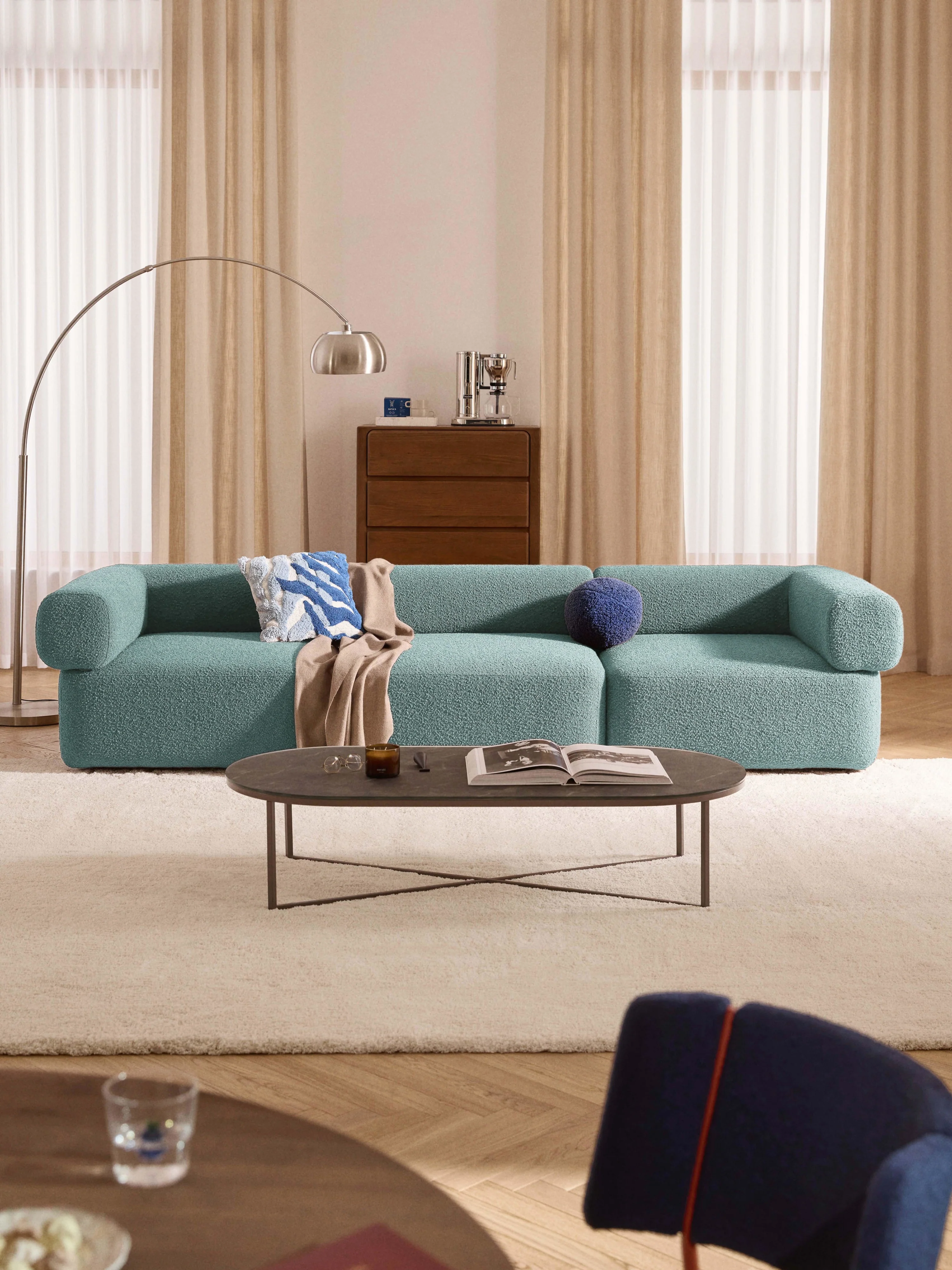 Modulares Bouclé-Sofa Anton (4-Sitzer)