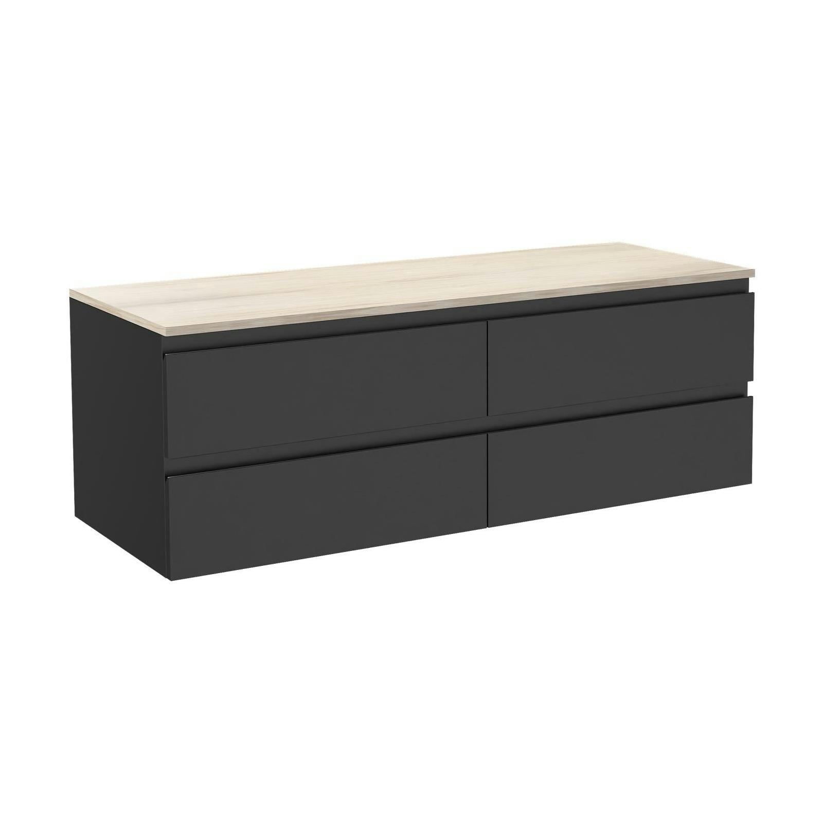 SORRENTO - Meuble double vasque 120cm avec plan bois  Noir