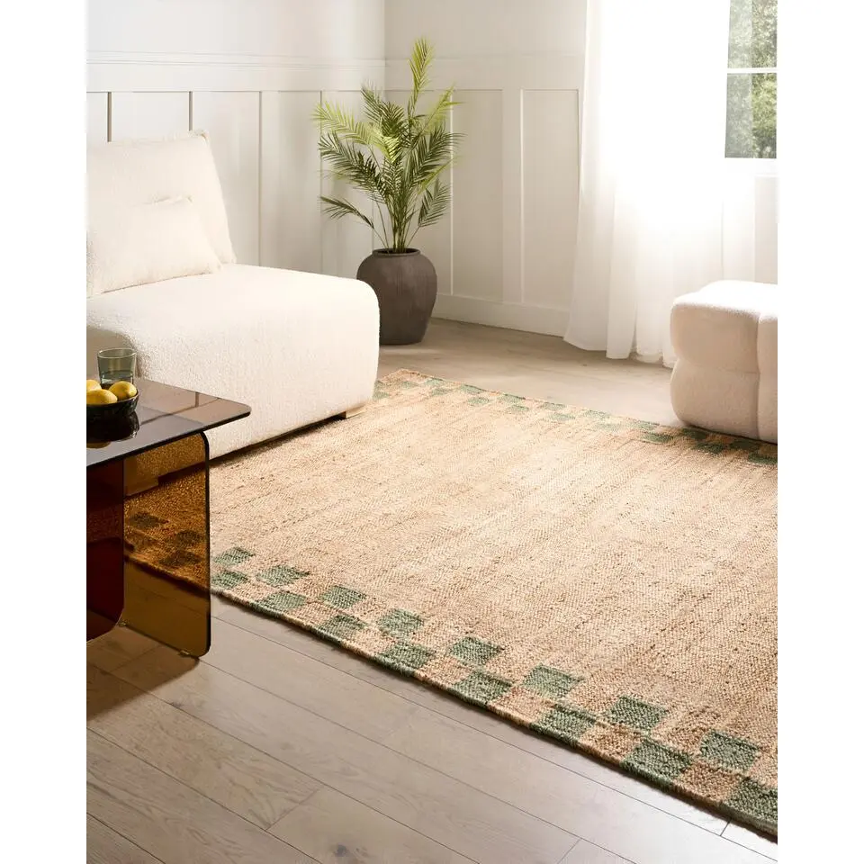 BEED - Vloerkleed - Beige/Groen - 160 x 230 cm - Jute