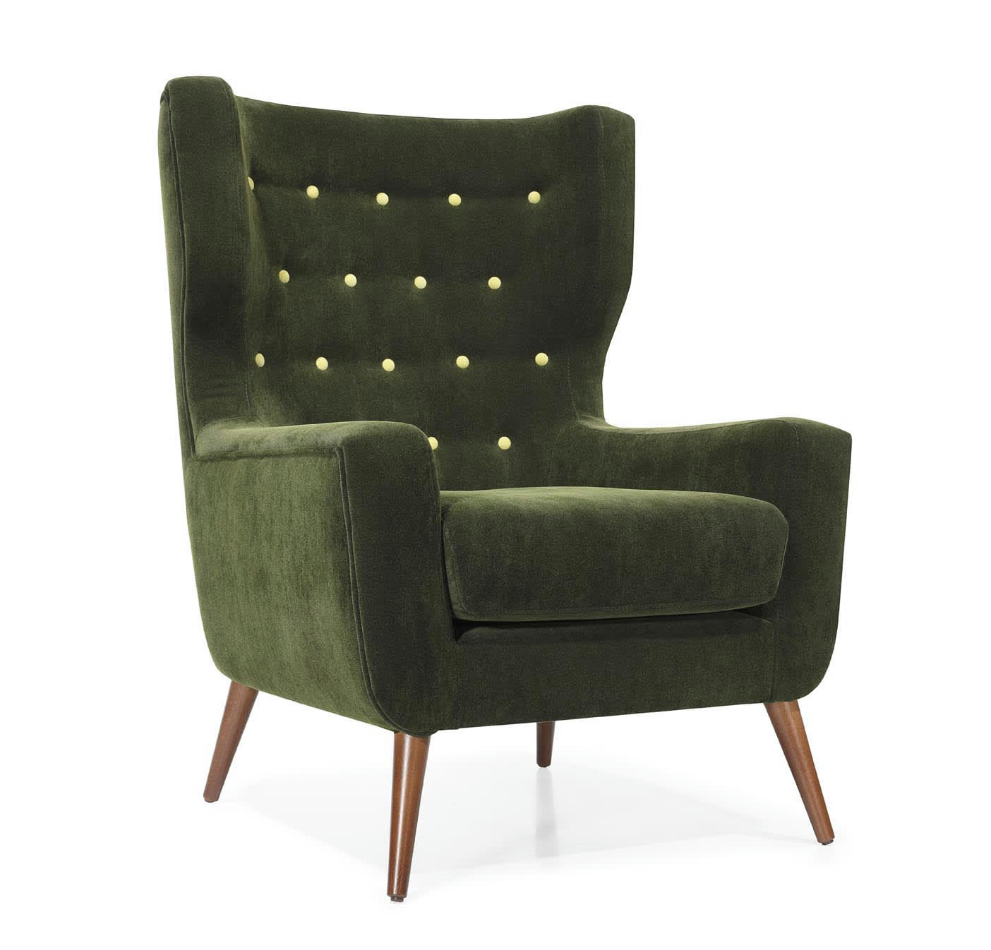 NOVA - Fauteuil en bois naturel recouvert de velours vert