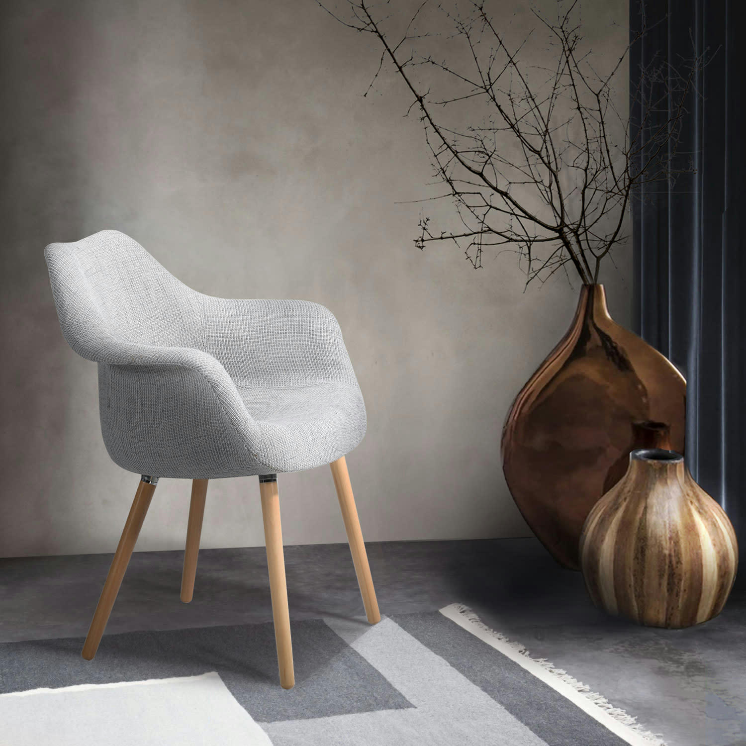 ANSSEN - Chaise en tissu gris