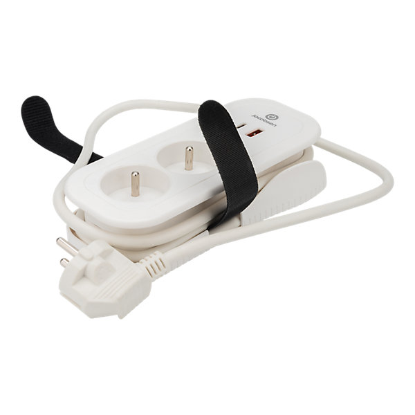 Bloc 2 prises avec terre   2 USB Jacobsen blanc